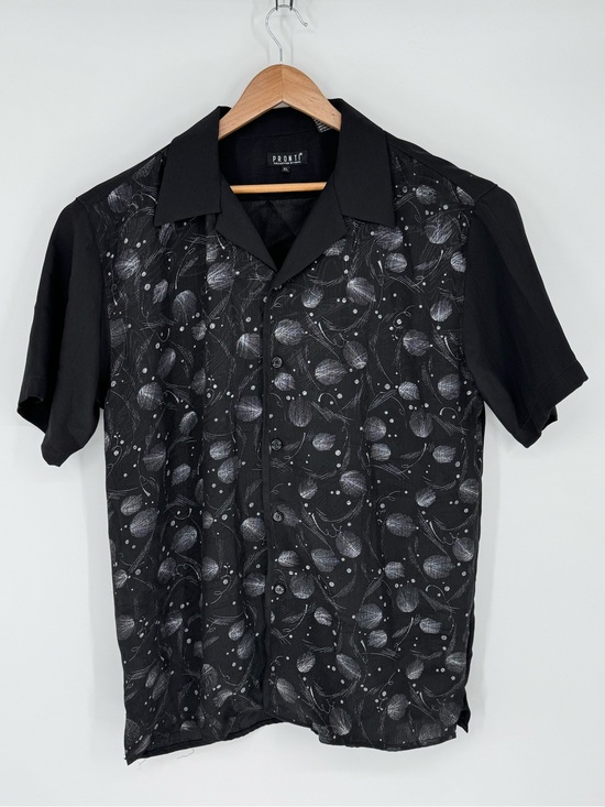 Pronti Other - Pronti Collection by Phita Button Up Shirt Sz XL Black/Silver Geometric Poly J6